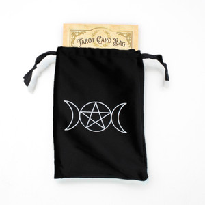 Main image of wiccan supply stores triple moon pentacle tarot pouch, available at the Moonlight Mysteries witchcraft store, recognized among the best online witchcraft stores for authentic wiccan supplies.