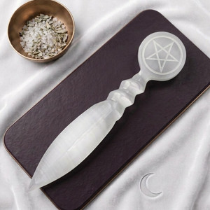 Selenite Athame | 9 Inch Crystal Ritual Blade