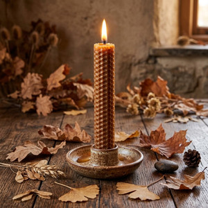 Beeswax Rolled Taper - Brown 8"