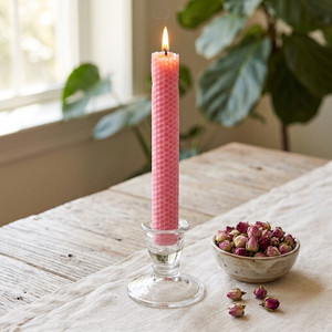 Beeswax Rolled Taper - Pink 8"