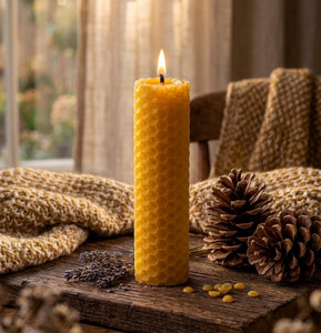 Beeswax Rolled Taper - Yellow 4 inch