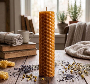 Beeswax Rolled Taper - Brown 4 Inch