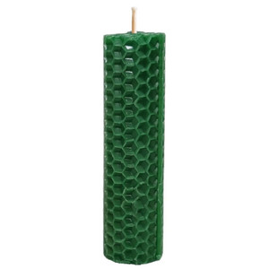 Beeswax Rolled Taper - Green 4 Inch