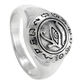 Sterling Silver Eye of Ra Udjat Egyptian Horus Ring