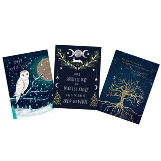 Yule Greeting Card Set - Pack of 3 Pagan Winter Solstice Cards for