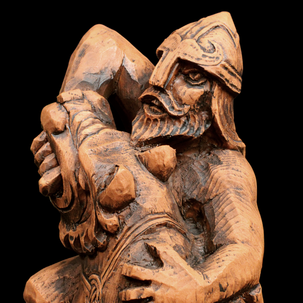 Seated Tyr Statue -Norse Pagan Statue - Wiccan and Witchcraft Altar tools & Supplies Side 2 detail