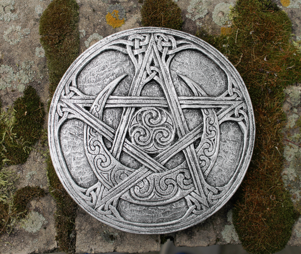 Moon Pentacle Plaque  |  yule witch wall plaque | witch Home Decor | Yule Gifts