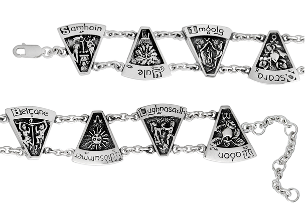 Wheel of the Year sterling silver bracelet wiccan and wicca jewelry