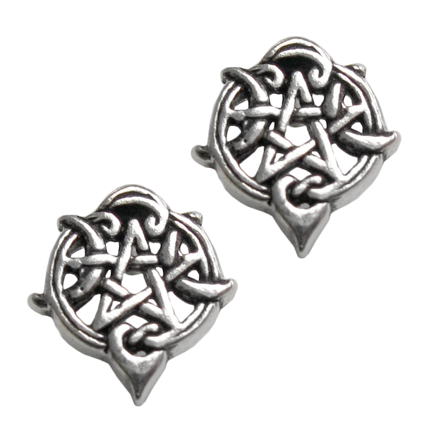 Sterling Silver Heart Pentacle Stud Earrings