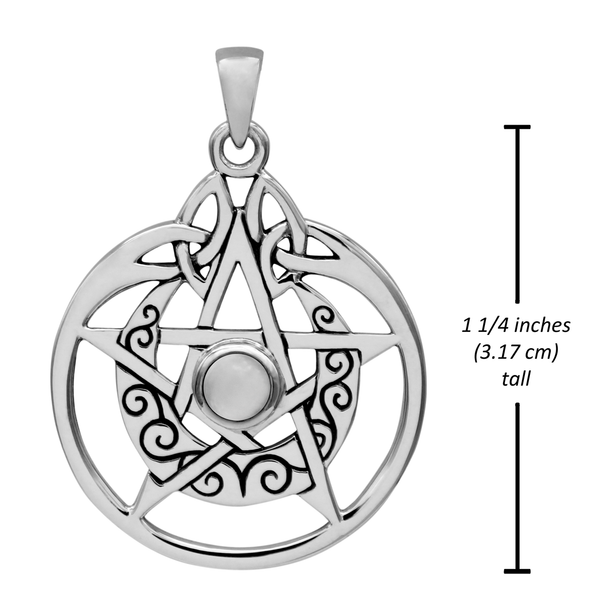Wiccan amulet :  Moon Pentacle Witchcraft Necklace | .925 Sterling Silver Pentagram Jewelry