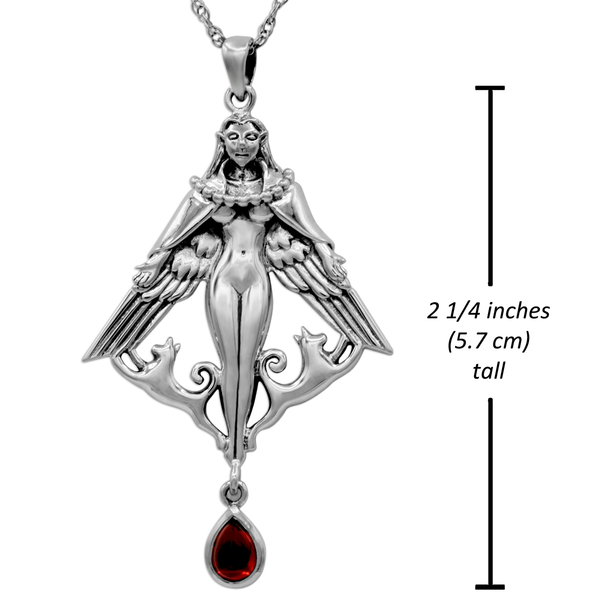 Sterling Silver Freya Pendant with Garnet