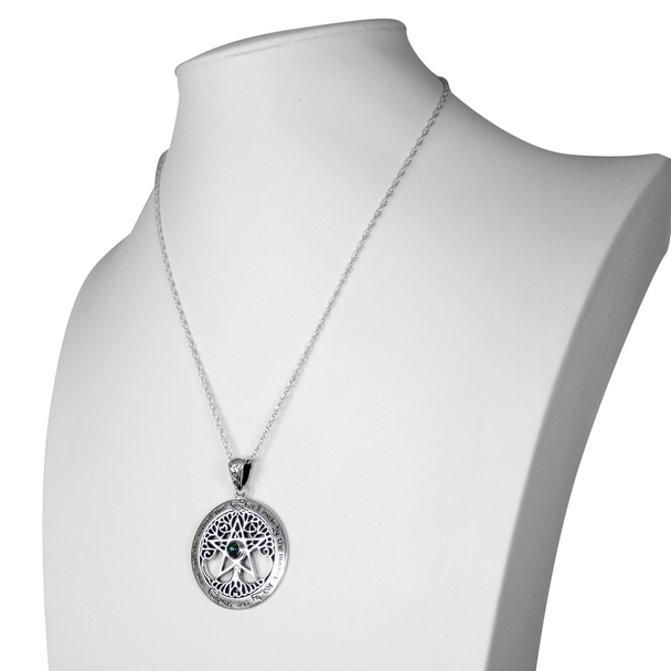 Sterling Silver Large Tree Pentacle Necklace Traditional Wiccan Jewelry