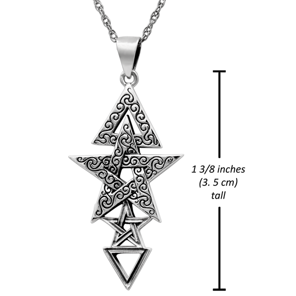 3rd Degree Witch Necklace, Wiccan Pentagram Necklace, Sterling Silver Coven Jewelry