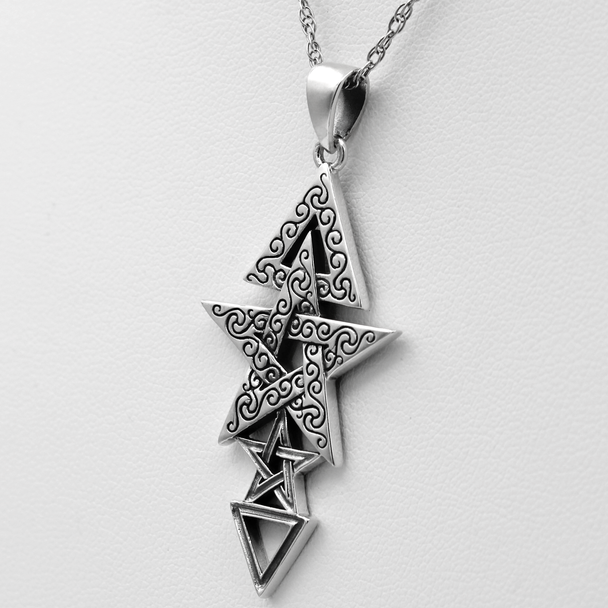 3rd Degree Witch Necklace, Wiccan Pentagram Necklace, Sterling Silver Coven Jewelry