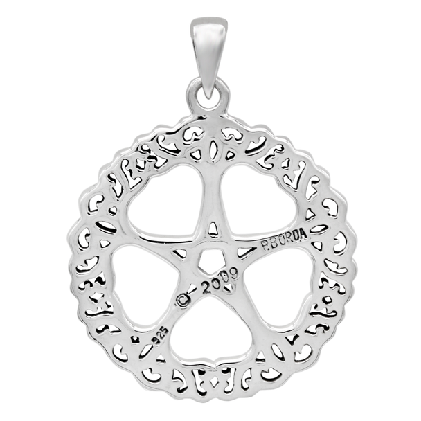 Green Witch Pentacle Necklace |  .925 Sterling Silver Pagan Pendant | Witch and Witchcraft Jewelry