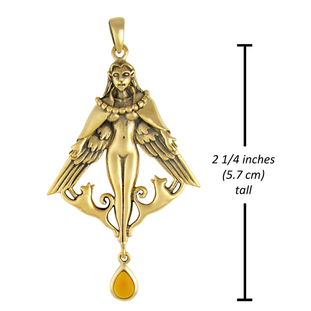 Bronze Freya Pendant with Amber Bronze Freya Pendant with Amber