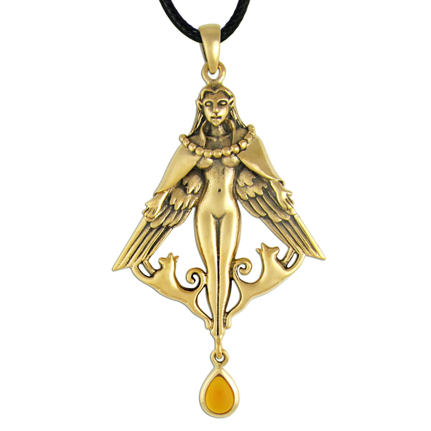 Bronze Freya Pendant with Amber Bronze Freya Pendant with Amber