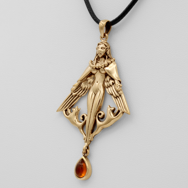 Bronze Freya Pendant with Amber Bronze Freya Pendant with Amber