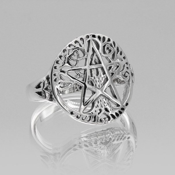 Wiccan Pentacle Pentagram Ring Sterling Silver .925 Jewelry