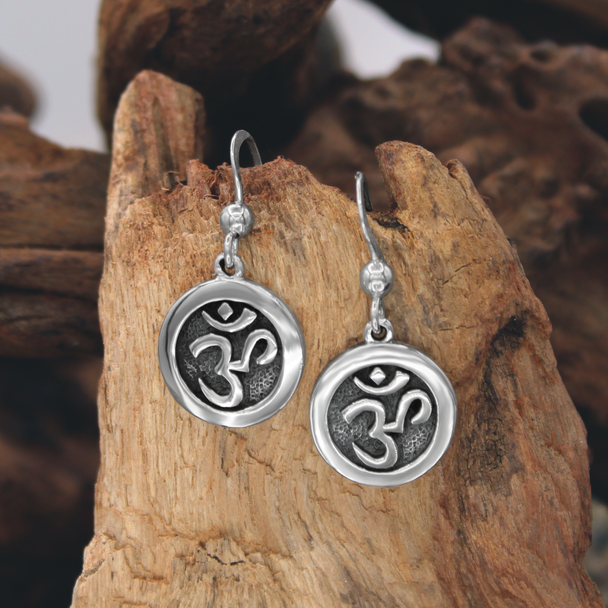 Om Dangle Earrings - Sterling Silver Spiritual Jewelry