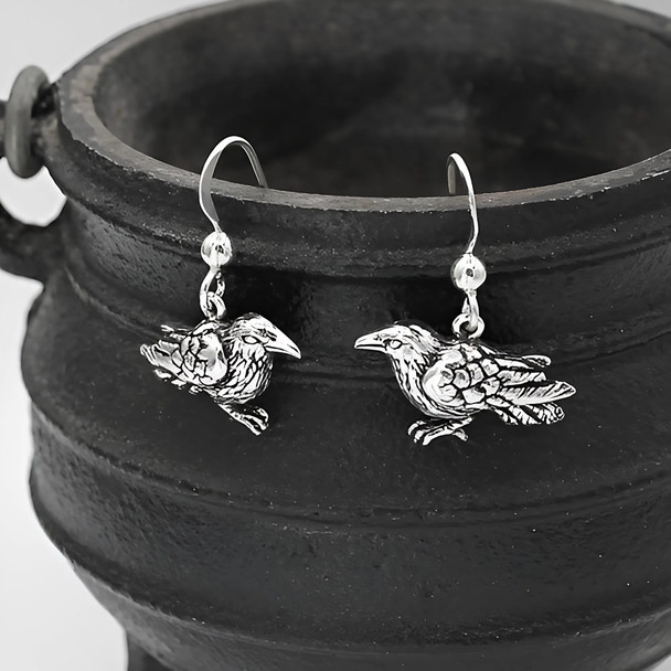Raven Dangle Earrings on Cauldron
