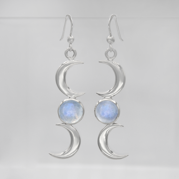 Moonstone  Earrings triple goddess maiden mother crone wicca witchy Aesthetic