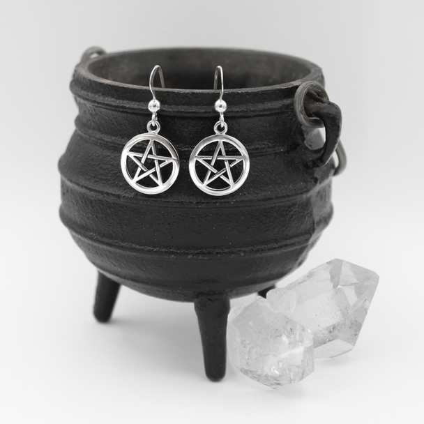 Earrings on Cauldron Pentacle Earrings - Witchy Witchcraft Jewelry for Pagan, Wiccans, Witches Samhain Ritual Jewelry Earrings on Cauldron Pentacle Earrings - Witchy Witchcraft Jewelry for Pagan, Wiccans, Witches Samhain Ritual Jewelry