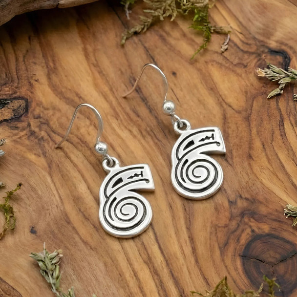.925 Sterling Silver Reiki Master Symbol Earrings Dai Ko Myo Design