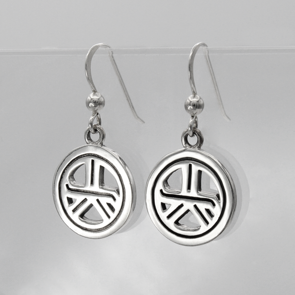 Womens Balancing Jewelry Gift Sterling Silver Reiki Symbol Drop Earrings