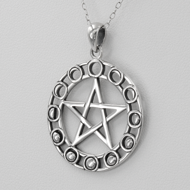 Sterling Silver Moon Phase Necklace | High Quality Witchcraft Jewelry From Our Pagan Supply Store