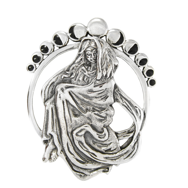Sterling Silver Moon Phase Lunar Goddess Pendant - Pagan Wiccan Jewelry