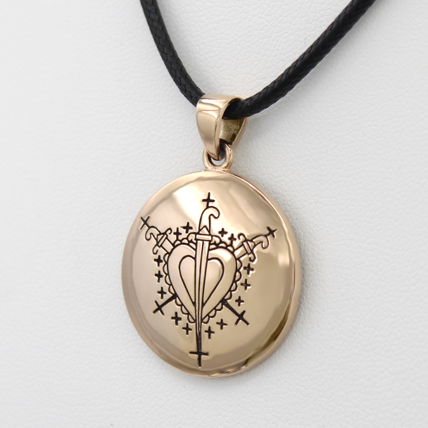 Bronze Ezili Dantor Pendant with Black Cord Necklace