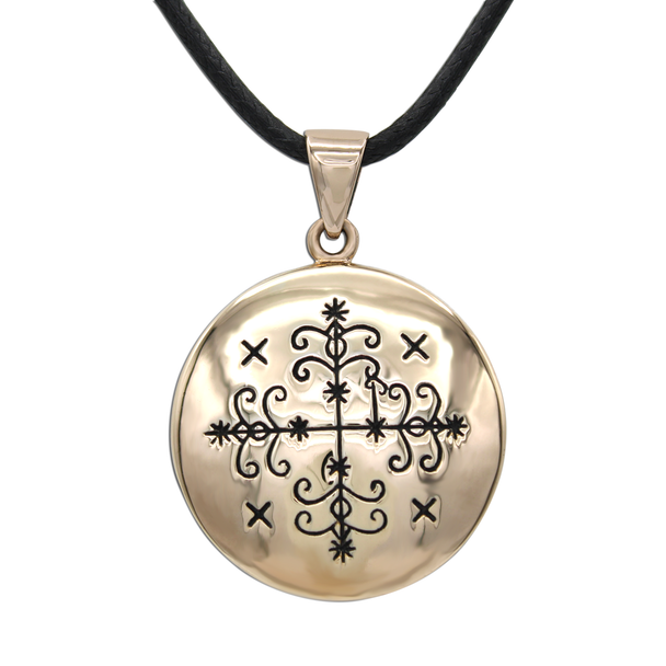 Papa Legba Pendant Necklace - Bronze Voodoo Veve Amulet Jewelry Papa Legba Pendant Necklace - Bronze Voodoo Veve Amulet Jewelry