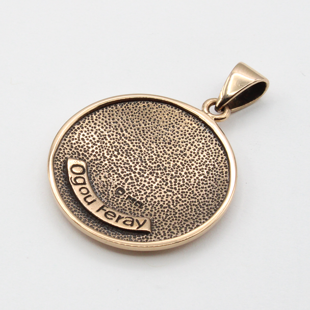 Bronze Ogou Feray Voodoo Veve Pendant Necklace