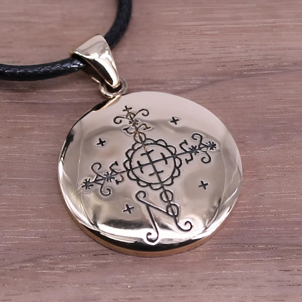 Simbi Necklace - Bronze Water Loa Lwa Voodoo Veve Symbol Pendant Simbi Necklace - Bronze Water Loa Lwa Voodoo Veve Symbol Pendant