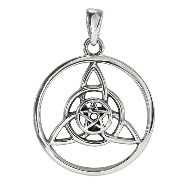 Sterling Silver Celtic Triquetra with Small Pentacle Pendant
