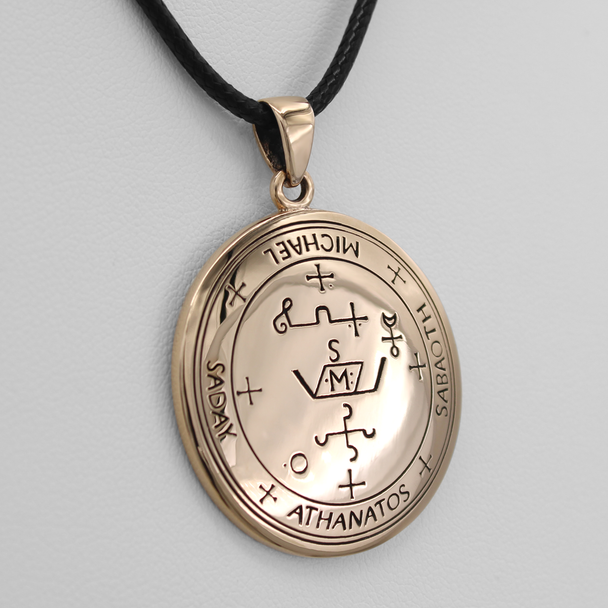 Archangel Michael Sigil Pendant Necklace - Bronze Angel Talisman