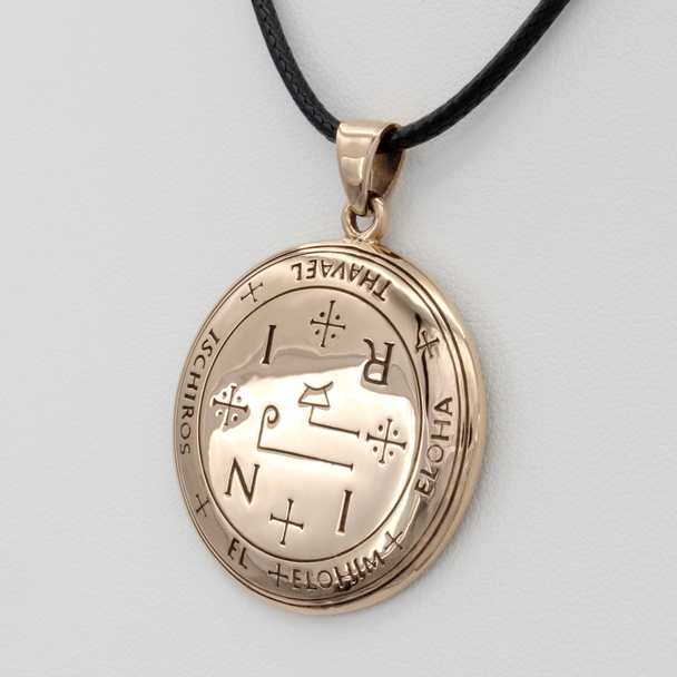 Archangel Thavael Sigil Pendant Necklace - Bronze Angel Protection Talisman