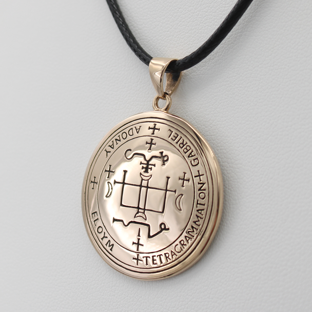 Archangel Gabriel Sigil Pendant with Black Cord Necklace - Angel Jewelry