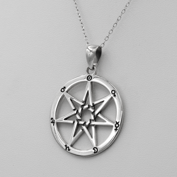 sterling silver faery star septagram necklace wiccan witchcraft pagan occult jewelry fairycore witchcore faery wicca