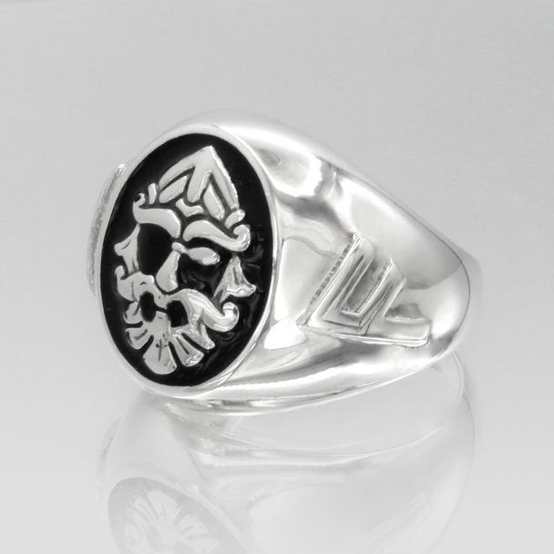 Norse Pagan Odin Valknut and Ansuz Rune Signet Men's Ring For Man in Sterling Silver