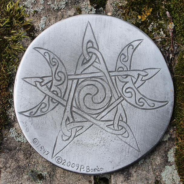 Pewter Moon Pentacle Paten Altar Tile  | Witchcraft Ritual Tools  | Witch Magickal Supplies for Spells and Rituals | Wiccan Home Decor | Buy Samhain Ritual Supplies and Spell tools