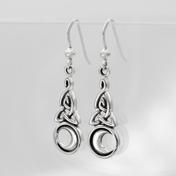 Witchy Crescent Moon and Triquetra Earrings Celtic Pagan Jewelry Witchy Crescent Moon and Triquetra Earrings Celtic Pagan Jewelry