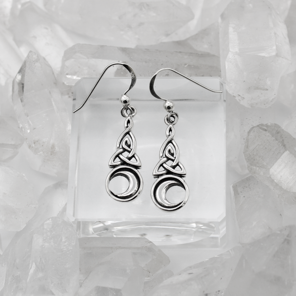 Witchy Crescent Moon and Triquetra Earrings Celtic Pagan Jewelry Witchy Crescent Moon and Triquetra Earrings Celtic Pagan Jewelry
