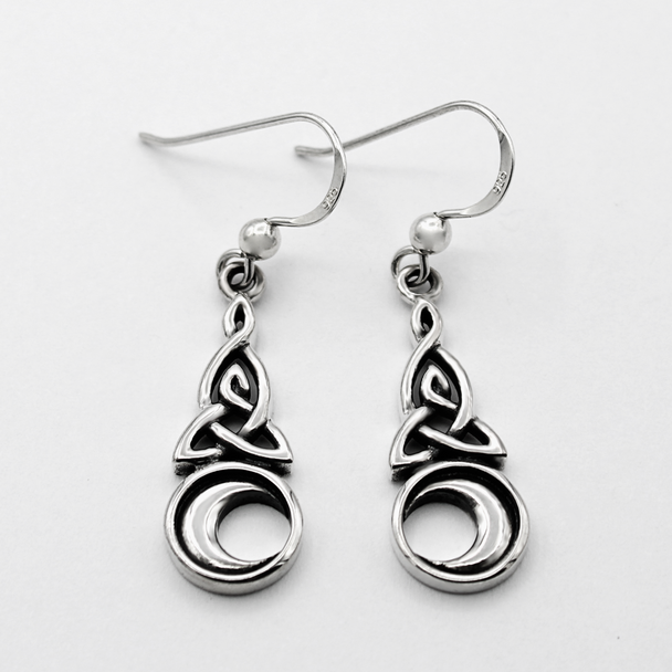 Witchy Crescent Moon and Triquetra Earrings Celtic Pagan Jewelry Witchy Crescent Moon and Triquetra Earrings Celtic Pagan Jewelry