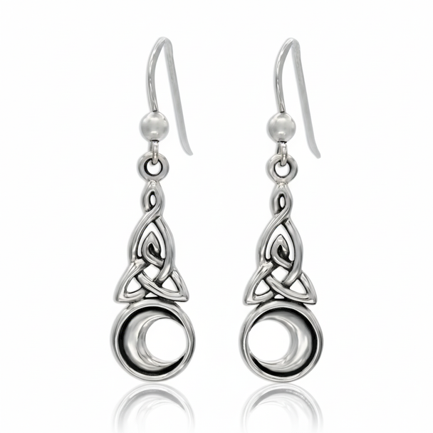 Witchy Crescent Moon and Triquetra Earrings Celtic Pagan Jewelry Witchy Crescent Moon and Triquetra Earrings Celtic Pagan Jewelry