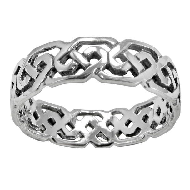 Sterling Silver Celtic Knot Cut Band Ring