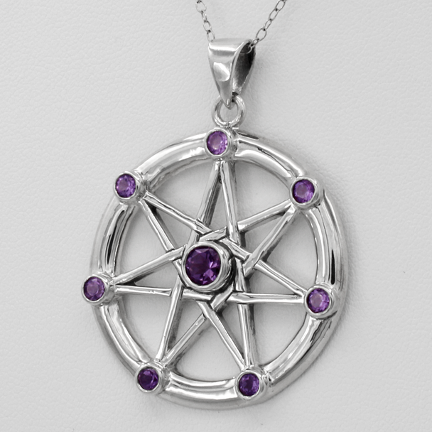 Faery Star Septagram Witch Pendant Necklace