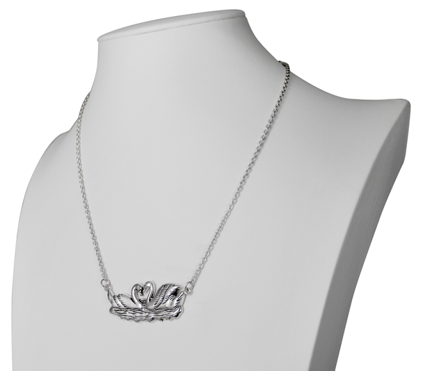 Sterling Silver Swans In Love Necklace