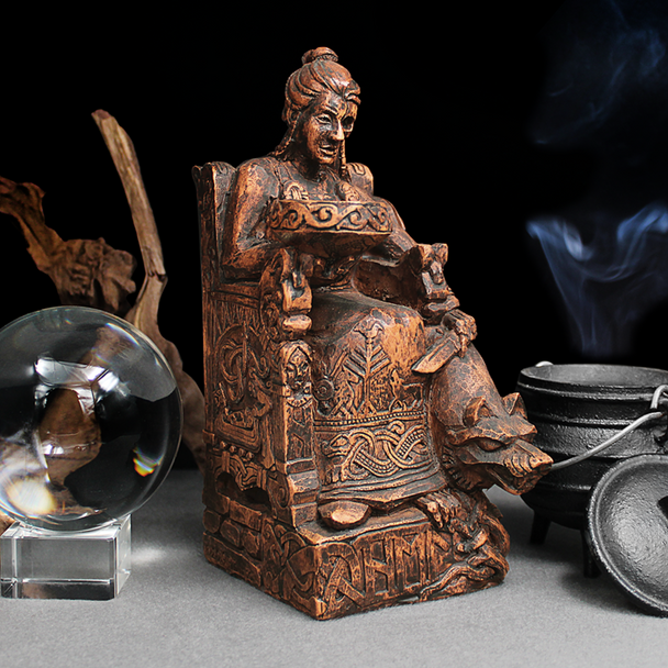 Hel Goddess Offering Bowl Statue, Norse Pagan, Samhain decoration, witch decor, Wiccan Altar Tool Supply
